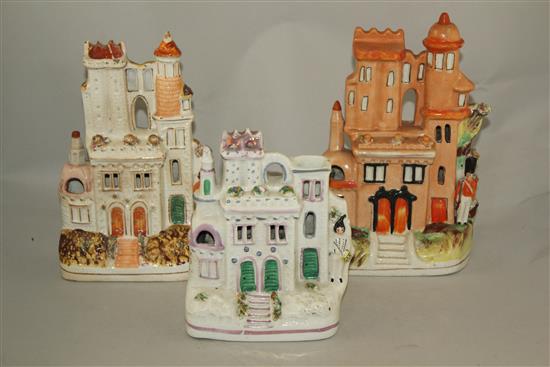 Crimean War Interest: Three Staffordshire pottery models of castles, 18 - 25cm